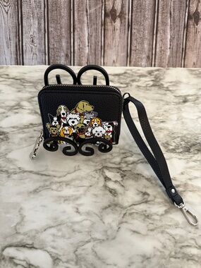 Marc Tetro Black Wristlet Wallet with Dog Print